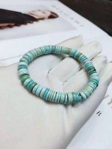 【送料無料】ブレスレット　アクセサリ―　ターコイズラウンドビーズブレスレットストレッチnatural turquoise stretch round beads bracelet aaaaa 7mm
