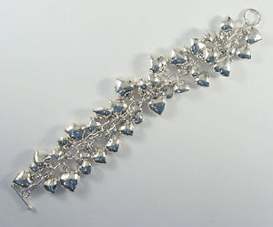 【送料無料】ブレスレット　アクセサリ―　スターリングシルバーブレスレットロング925 sterling silver substantial puffed heart charm bracelet 7 long