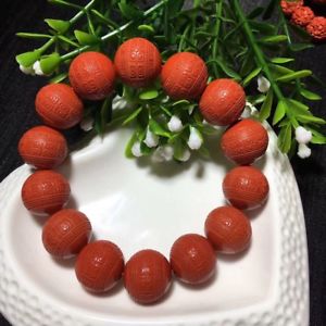 【送料無料】ブレスレット　アクセサリ―　ビードストレッチブレスレットヒーリング16mm genuine natural red cinnabar gemstone beads stretch bracelet healing