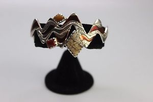 【送料無料】ブレスレット　アクセサリ―　ビンテージカフブレスレットvintage relios copper and silver gemstone cuff bracelet