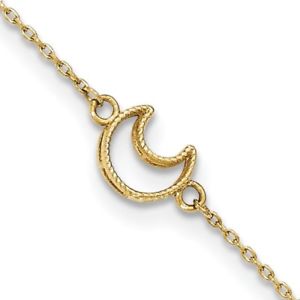 【送料無料】ブレスレット　アクセサリ―　イエローゴールドインチブレスレット14k yellow gold 10 inch adjustable hollow crescent moon ankle bracelet