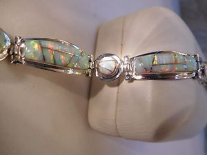 【送料無料】ブレスレット　アクセサリ&mdash;　レディースホワイトオパールリンクブレスレットスターリングシルバーladies white glowing sunset fire opal link bracelet 6 small sterling silver 925｜hokushin