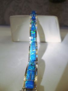 【送料無料】ブレスレット　アクセサリ―　グリーングローオパールリンクブレスレットスターリングシルバーblue with green glow fire opal linked bracelet 6 sterling silver 925 small 43,188円