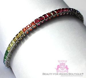 【送料無料】ブレスレット　アクセサリ&mdash;　スターリングシルバーテニスブレスレット8 sterling silver wh gold plated 925 gods promise rainbow cz tennis bracelet｜hokushin