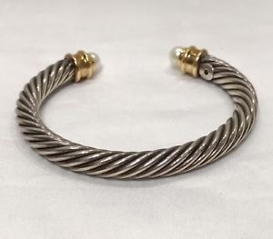 【貨物輸送無料】腕輪 付属品― シルバーゴールドスターリングパールカフブレスレットsterling silver 925, gold amp; pearl cuff bracelet ブレスレット-ジュエリー・アクセサリー-男女兼用アクセサリー