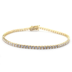 【貨物輸送無料】腕輪 佩び物― genuine solid 9kyellow gold cubic cz stone tennisbraceletgenuine solid 9k yellow gold cubic cz stone tennis bracelet