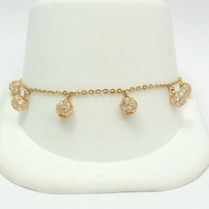 【送料無料】ブレスレット　アクセサリ―　ｋローズゴールドビードジプシーブレスレット22k rose gold cz crystal bead dangle gypsy chacha bracelet 775