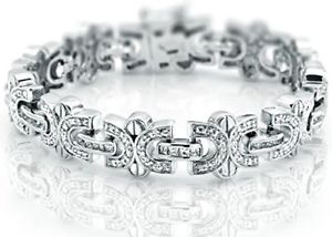 【送料無料】ブレスレット　アクセサリ―　カットcz925スターリングブレスレットbracelet for men 925 sterling silver jewelry with princess cut round cz stones