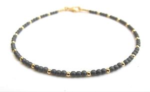 【貨物輸送無料】腕輪 付属品― 14 kgeniunehematite natural gemstone bead 14 k solid gold beads bracelet men women geniune ジュエリー・アクセサリー-ブレスレット-男女兼用アクセサリー