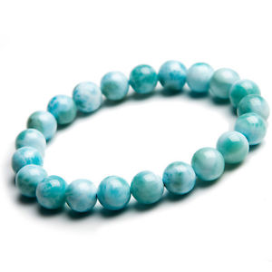 【送料無料】ブレスレット　アクセサリ―　9mmlarimarパターンブレスレットaaaa9mm natural larimar blue gemstone water pattern lady beads bracelet aaaa
