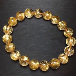 【貨物輸送無料】腕輪 付属物― goldルチルキャットアイブレスレット11mmaaaanatural gold rutilated quartz crystal cat eye beads bracelet 11粍 aaaa