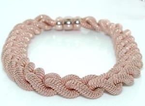 【貨物輸送無料】腕輪 付属物― ローズゴールドスターリングシルバーリンクブレスレットrose gold plated sterling silver link bracelet with cz
