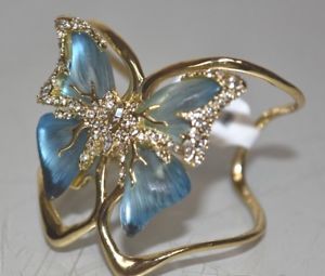 【貨物輸送無料】腕輪 添え物― jardin mystereアレクシスbittar折り返し腕輪 alexis bittar azure blue jardin mystre gold plated butterfly cuff bracelet