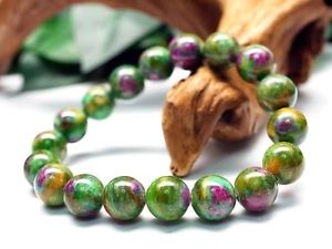 【貨物輸送無料】腕輪 佩び物― ルビークリスタルラウンドブレスレット115粍 rare 5a natural ruby インチ fuchsite crystal round bracelet gift bl9281