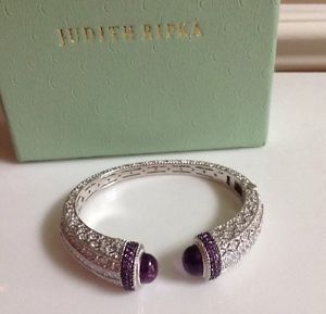 【貨物輸送無料】腕輪 佩び物― ジュディススターリングシルバーアメジストカフブレスレットjudith ripka sterling silver 825 cttw amethyst cuff bracelet インチ average