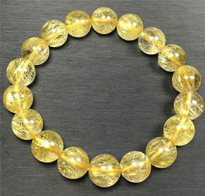 【貨物輸送無料】腕輪 付属物― ゴールデンルチルラウンドビーズブレスレットnatural golden rutilated quartz crystal round beads bracelet 11粍 aaaaa