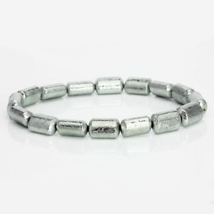 【貨物輸送無料】腕輪 佩び物― ブレスレットシルバーシリンダーフラットビーズmeteorite bracelet silver cylinder flat beaded 7 protection muonionalusta b012