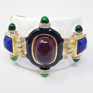 【送料無料】ブレスレット アクセサリ— ケネスジェイレーンルビーカボションカフブレスレットkenneth jay lane ruby cabochon white cuff bracelet|hokushin