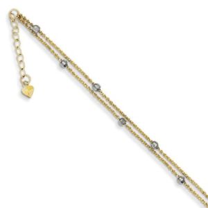 【送料無料】ブレスレット　アクセサリ―　イエローゴールドトーンチェーンブレスレット14k yellow gold two tone double strand wheat chain ankle bracelet