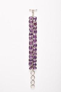 【貨物輸送無料】腕輪 佩び物― スターリングシルバードルアメジストテニスブレスレット＃sterling silver 799 amp; genuine amethyst double row tennis bracelet 75590