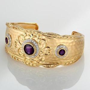 【貨物輸送無料】腕輪 添え物― アメジストカフブレスレット 344ctw amethyst scalloped filigree cuff bracelet