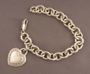 【貨物輸送無料】腕輪 佩び物― ジュディススターリングリンクブレスレットjudith ripka sterling heart charm link bracelet signed