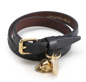 【送料無料】ブレスレット　アクセサリ&mdash;　アレキサンダーマックイーンブレスレットレザースカルメンズレディースalexander mcqueen bracelet leather skull charm db 465149 cqe3g 1000 mens womens｜hokushin 56,388円