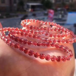 【送料無料】ブレスレット　アクセサリ―　ゴールドストロベリークリスタルラウンドビーズブレスレット5mm natural beautiful gold strawberry crystal gems round beads bracelet