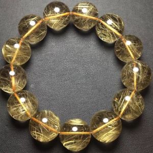 【貨物輸送無料】腕輪 佩び物― ゴールドチタンルチルラウンドビーズブレスレットnatural gold titanium rutilated quartz crystal round beads bracelet 18粍 aaa