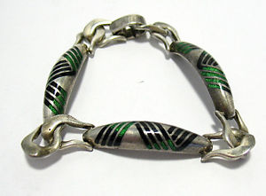 【貨物輸送無料】腕輪 添え物― sterlingenamel blue green bracelet chainlink 7 294grams listing sterling silver enamel blue green bracelet chain link 7 29