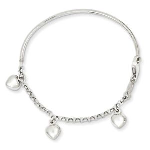 【貨物輸送無料】腕輪 佩び物― 14k白いことゴールド63チェーン店腕輪14k white gold 6 inch triple heart charm girls chain bracelet