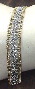 【貨物輸送無料】腕輪 佩び物― ゴールドトーンメッシュブレスレット14k gold two tone mesh womens bracelet