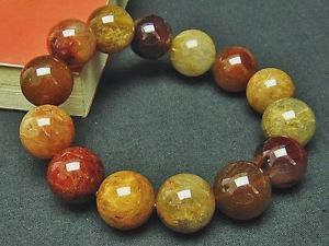 【貨物輸送無料】腕輪 付属物― ブロンズゴールデンルチルラウンドブレスレット17粍 rare 5a natural bronze golden rutilated quartz round bracelet gift bl5451
