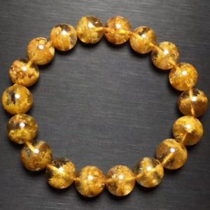 【貨物輸送無料】腕輪 添え物― goldルチルキャットアイブレスレット11mmaaaanatural gold rutilated quartz crystal cat eye beads bracelet 11粍 aaaa