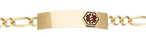 【貨物輸送無料】腕輪 佩び物― イエローゴールドブレスレット10k or 14k yellow gold 6インチ thru 9インチ engravable medical alert id bracelet