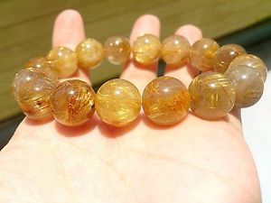 【送料無料】ブレスレット アクセサリ— ゴールデンルチルラウンドブレスレット14mm rare 6a natural titin golden rutilated quartz round bracelet gift bl9902|hokushin