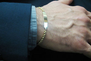 【送料無料】ブレスレット　アクセサリ―　vintage14kプレートid8vintage14k solid yellow gold engravable plate mens id bracelet 8
