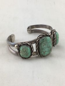 【貨物輸送無料】腕輪 付属物― スターリングシルバーターコイズカフブレスレット925 sterling silver three turquoise stone cuff bracelet