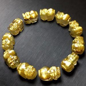 【貨物輸送無料】腕輪 付属物― ルチルパイxiu腕輪aaaanatural gold rutilated quartz pi xiu shape crystal beads bracelet aaaa