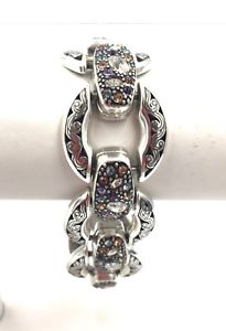 【送料無料】ブレスレット　アクセサリ―　multibrighton silvertone hammered link braceletbrighton silvertone hammered link bracelet with multicolored crystals