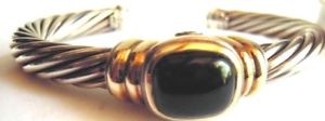 【貨物輸送無料】腕輪 付属物― デビッドカフブレスレットオニキスケーブルワイドdavid yurman cuff bracelet onyx sterling cable 14k wide 7粍