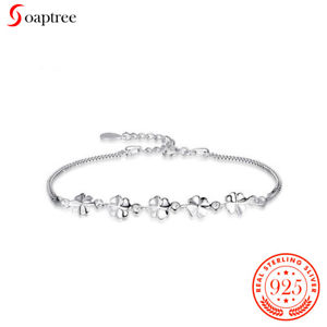 【送料無料】ブレスレット　アクセサリ―　クローバースターリングシルバーブレスレットluxury clover charms s925 sterling silver bracelets for women jewelry lover gift