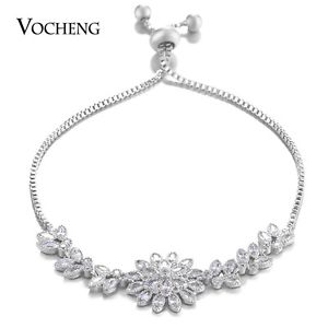 【送料無料】ブレスレット　アクセサリ―　スライダーブレスレットアジャスタブルチェーンストーン listingvocheng flower slider bracelet adjustable chain copper with cz stone vg110