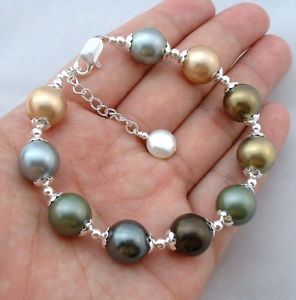 【送料無料】ブレスレット　アクセサリ―　multiスターリングブレスレットa0412beautiful multicolor south seashell pearls sterling silver bracelet a0412