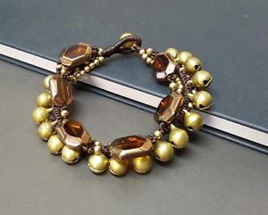 【送料無料】ブレスレット　アクセサリ―　ガラスブレスレットglass brass jingling bracelet
