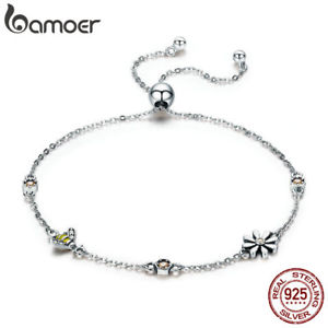 【送料無料】ブレスレット　アクセサリ―　スターリングシルバーブレスレットチェーンダンスbamoer 925 sterling silver bracelet adjustable chain dancing bee with cz women