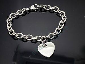 【送料無料】ブレスレット　アクセサリ―　ステンレスシルバーブレスレット9インチstainless steel silver tone love heart ladies women chain charm bracelet 9 inch