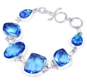 【送料無料】ブレスレット　アクセサリ―　9cd76210ロンドントパーズ7ブレスレットカットspiritual jewelry cut london blue topaz handmade bracelet 7 to 9 cd76210 12,565円