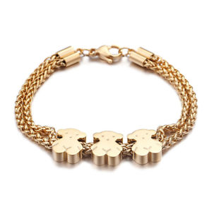 【送料無料】ブレスレット　アクセサリ―　ステンレススチールメッキベアブレスレットwomens stainless steel goldplated bear bracelet