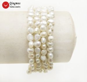 【送料無料】ブレスレット　アクセサリ―　ホワイトバロックパールブラワイヤラップブレスレットnatural 45mm white baroque pearl steel wire wrap bracelet for women 28 bra449
